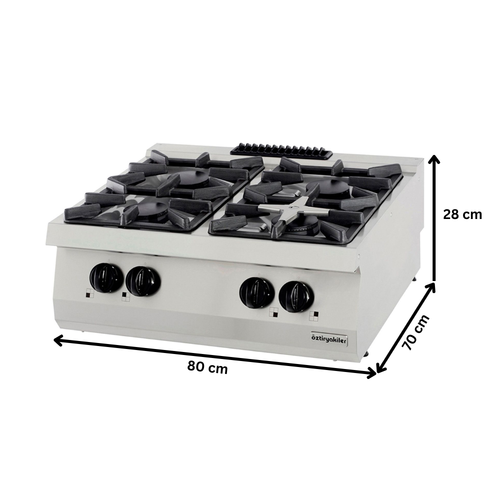 Masina de gatit pe gaz OZTI, inox, cu 4 arzatoare, 80*70*28 cm - 3