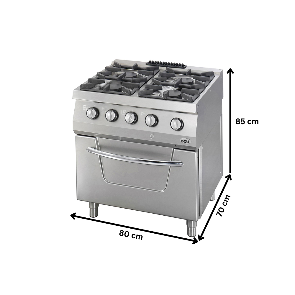 Masina de gatit pe gaz OZTI, inox, cu 4 arzatoare si cuptor, 80*70*85 cm - 3