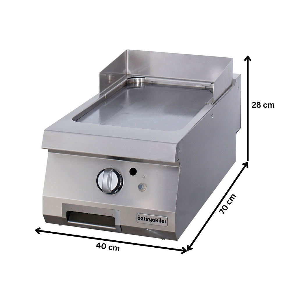 Grill pe gaz profesional OZTI, inox, cu suprafata neteda cromata, 40*70*28 cm - 1