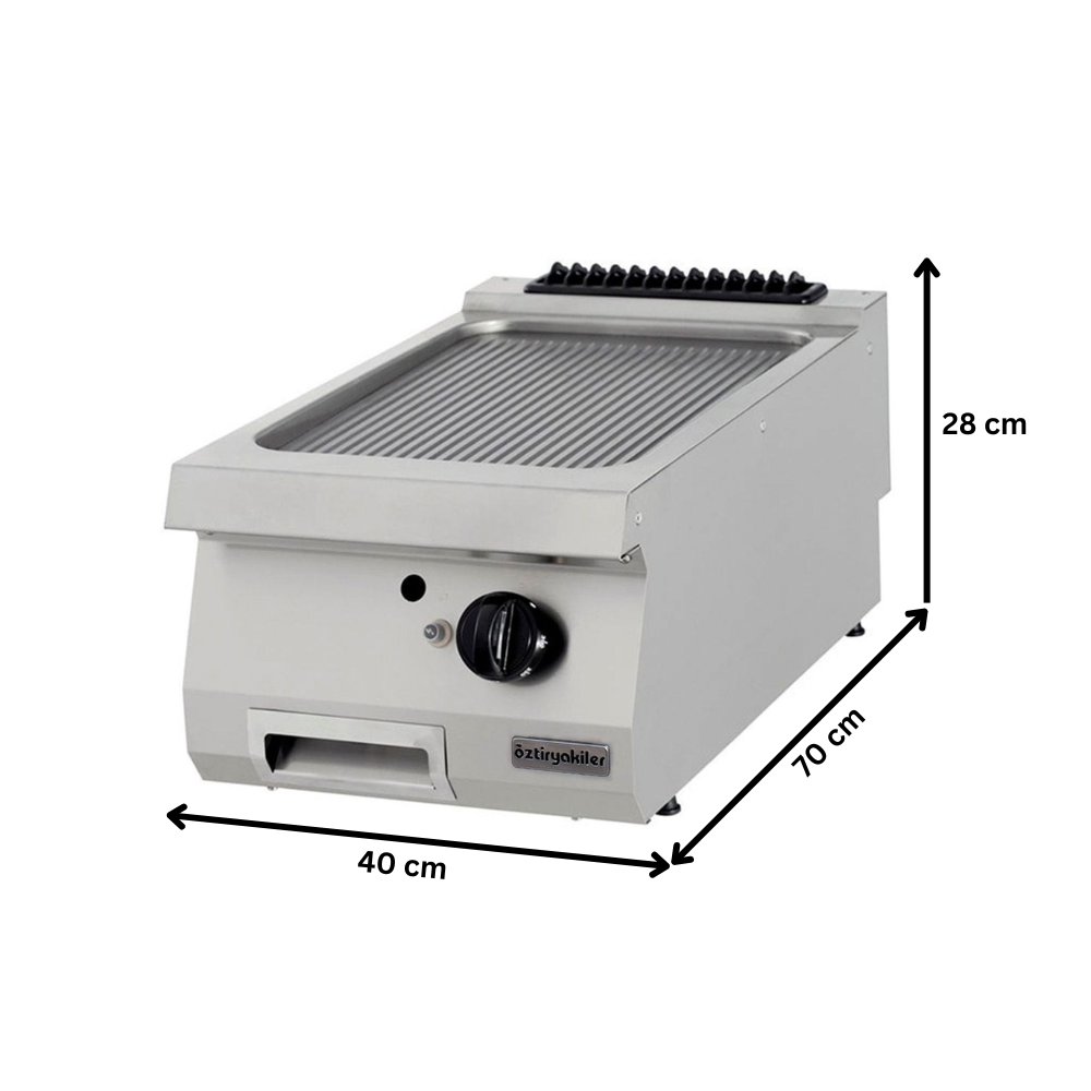 Grill pe gaz profesional OZTI, inox, cu suprafata striata cromata, 40*70*28 cm - 1