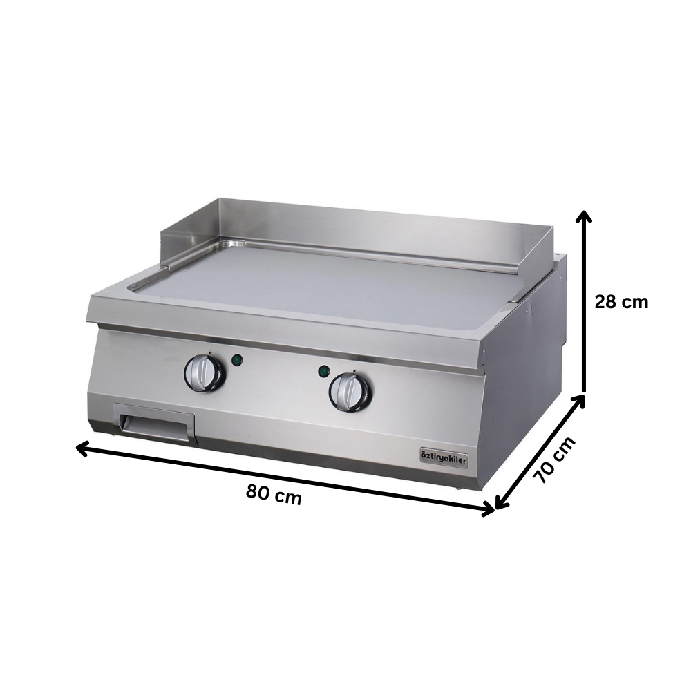 Grill pe gaz profesional OZTI, inox, cu suprafata neteda cromata, 80*70*28 cm - 2