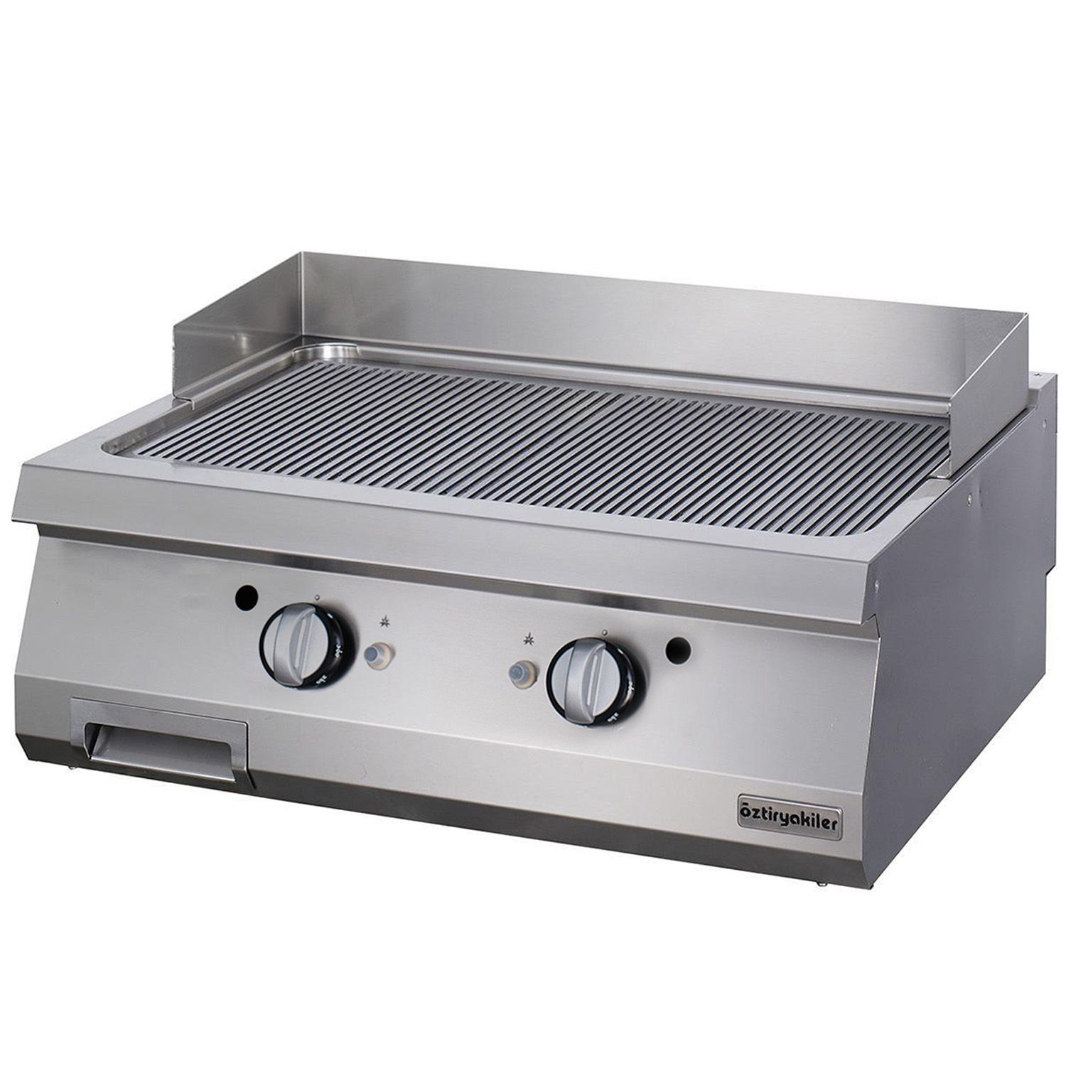 Grill pe gaz profesional OZTI, inox, cu suprafata striata, 80*70*28 cm - 0