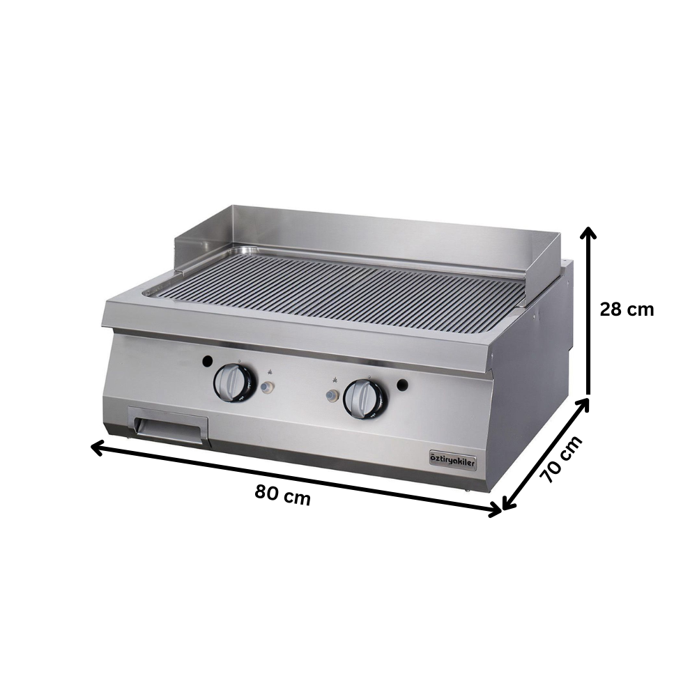 Grill pe gaz profesional OZTI, inox, cu suprafata striata cromata, 80*70*28 cm - 2