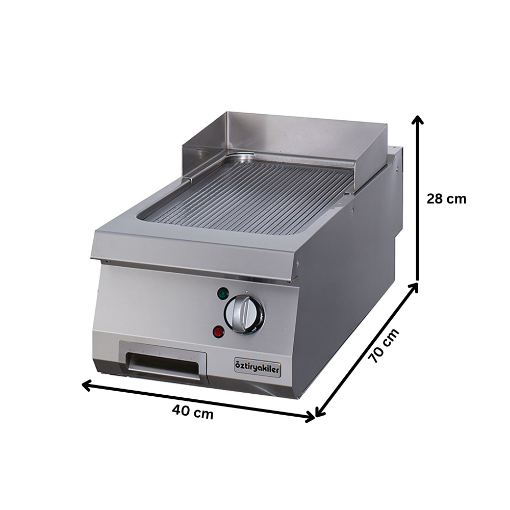 Grill electric profesional OZTI, inox, cu suprafata striata cromata, 40*70*28 cm - 1