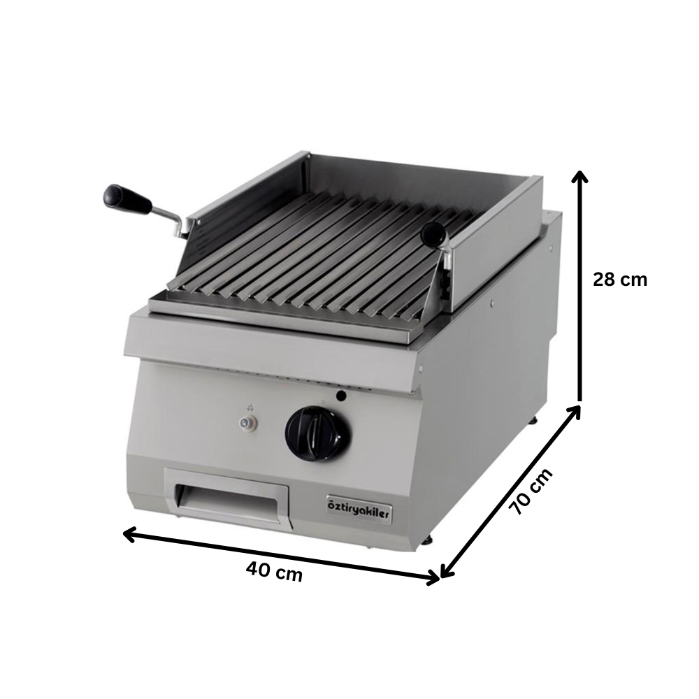 Grill pe gaz profesional OZTI, inox, cu roca vulcanica, 40*70*28 cm - 1