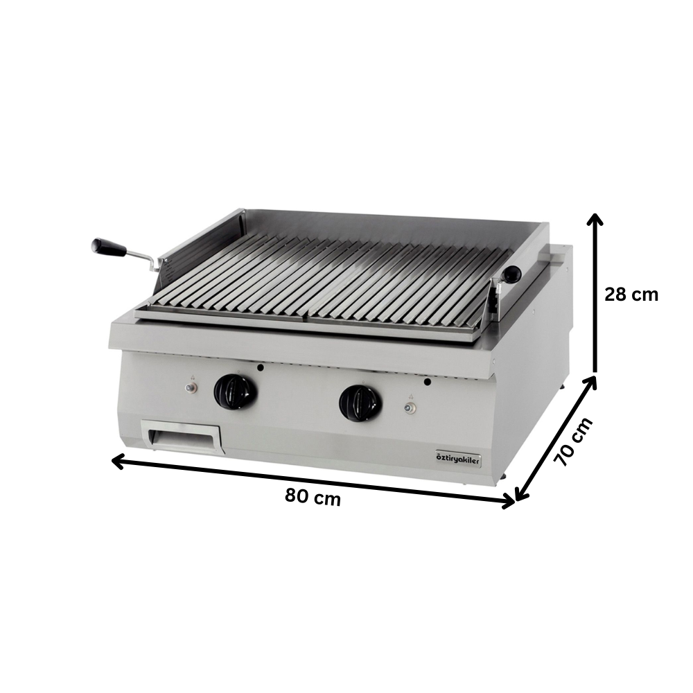 Grill pe gaz profesional OZTI, inox, cu roca vulcanica, 80*70*28 cm - 1