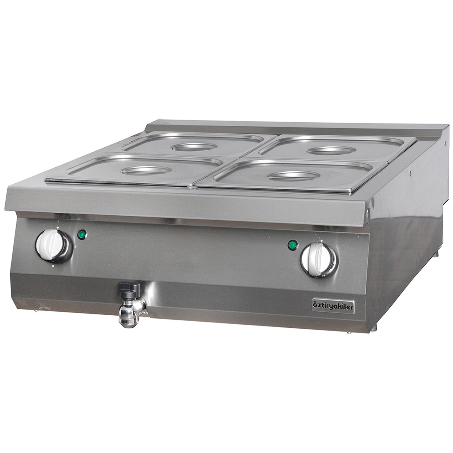 Bain marie profesional, gaz, OZTI, inox, 2 bazine, 80*70*28 cm - 0