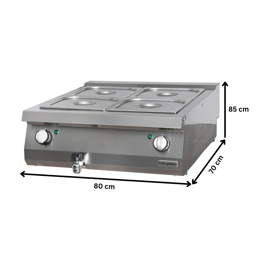 Bain marie profesional, gaz, OZTI, inox, 2 bazine, 80*70*28 cm - 1