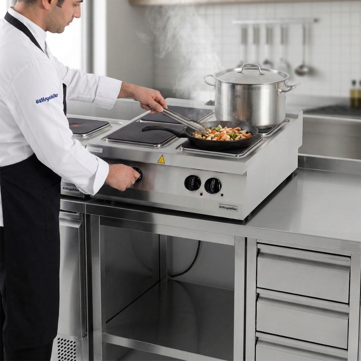 Masina de gatit electrica OZTI, inox, cu 4 plite, 80*90*28 cm - 4