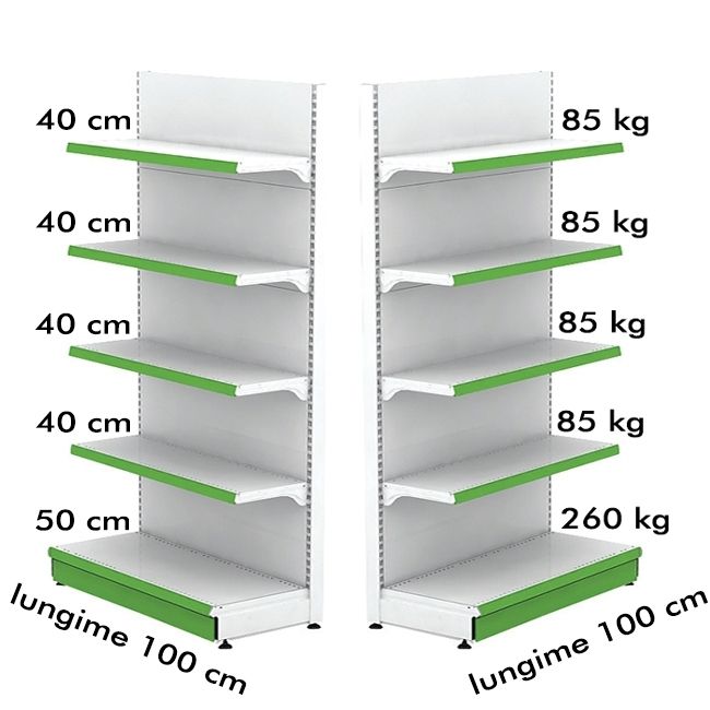Raft magazin metalic de perete 100*220 baza 50 cm si 4 polite de 40 cm - 0