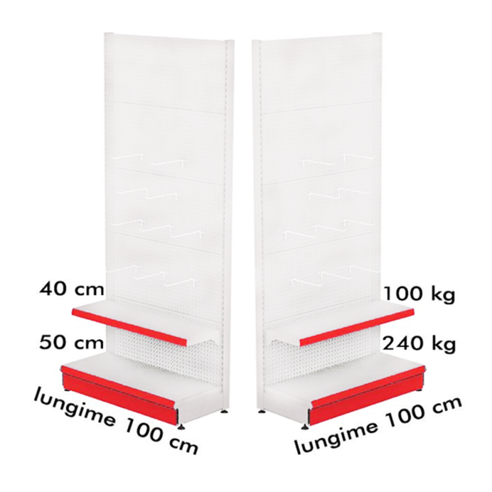 Raft metalic de perete cu carlige 100*220 baza 50 cm si 1 polita de 40 cm - 3