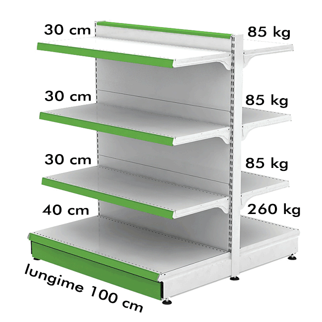 Raft metalic de mijloc (gondola) 100*140 baza 40 cm si 6 polite de 30 cm - 1
