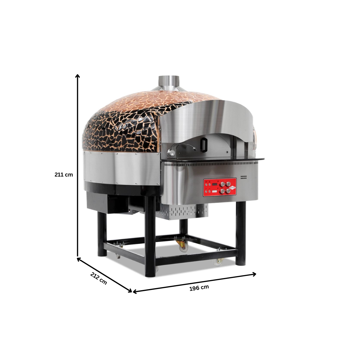 Cuptor profesional pizza traditional cu panou de control electronic, rotativ, pe gaz si camera cu lemne pt afumare - 130 pizza/h - 4