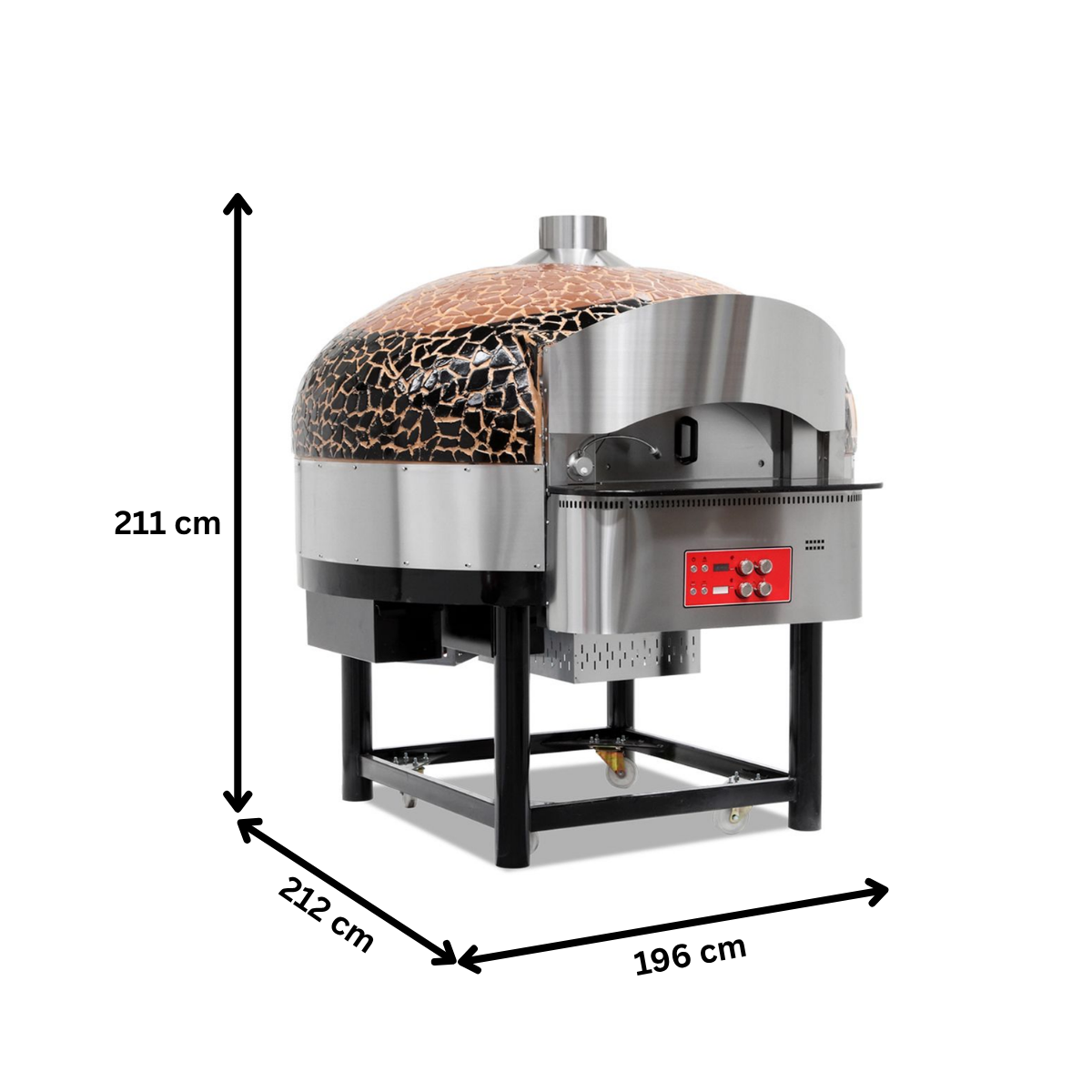 Cuptor profesional pizza traditional cu panou de control electronic, rotativ, pe gaz si camera cu lemne pt afumare - 130 pizza/h - 3