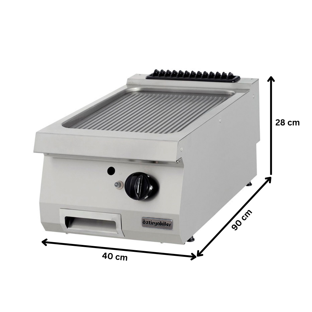 Grill pe gaz profesional OZTI, inox, cu suprafata neteda cromata, 40*90*28 cm - 1