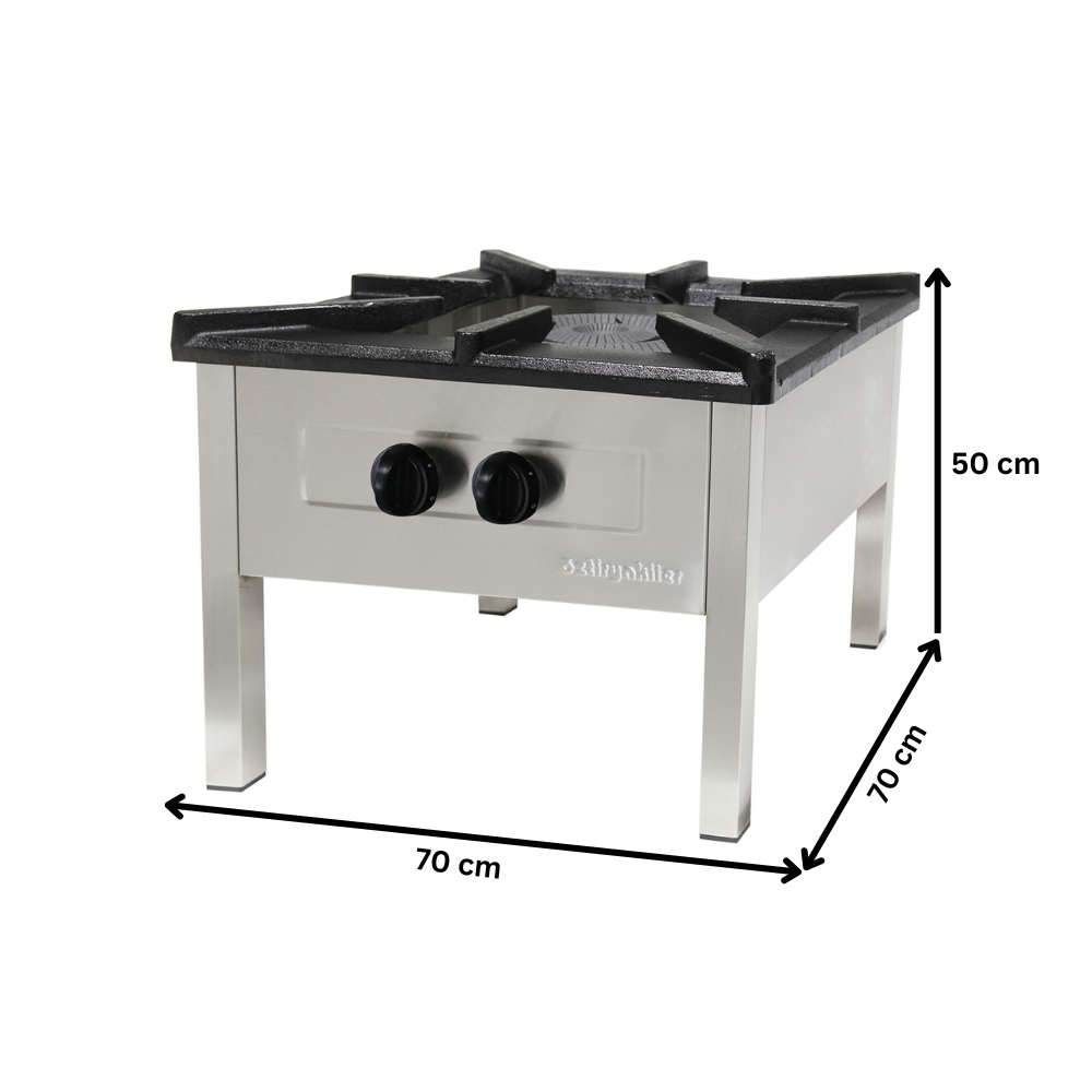 Aragaz de podea profesional, OZTI, inox, 2 arzatoare, 14 kW, 70*70*50 cm - 2