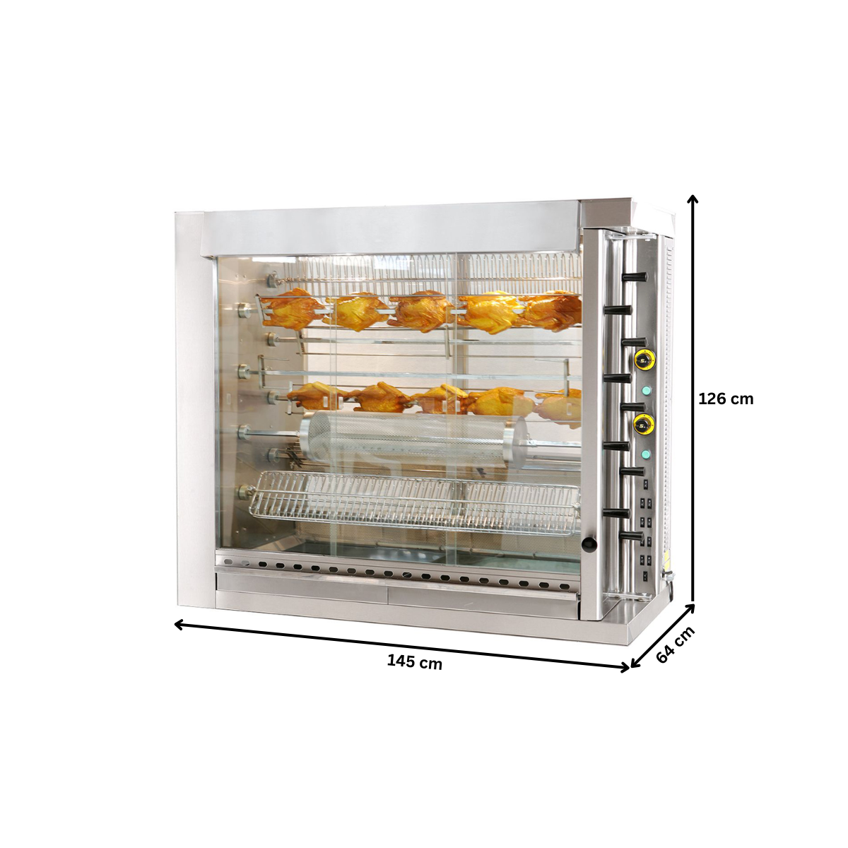 Rotisor profesional pe gaz cu 9 tepuse, 63 pui - 1