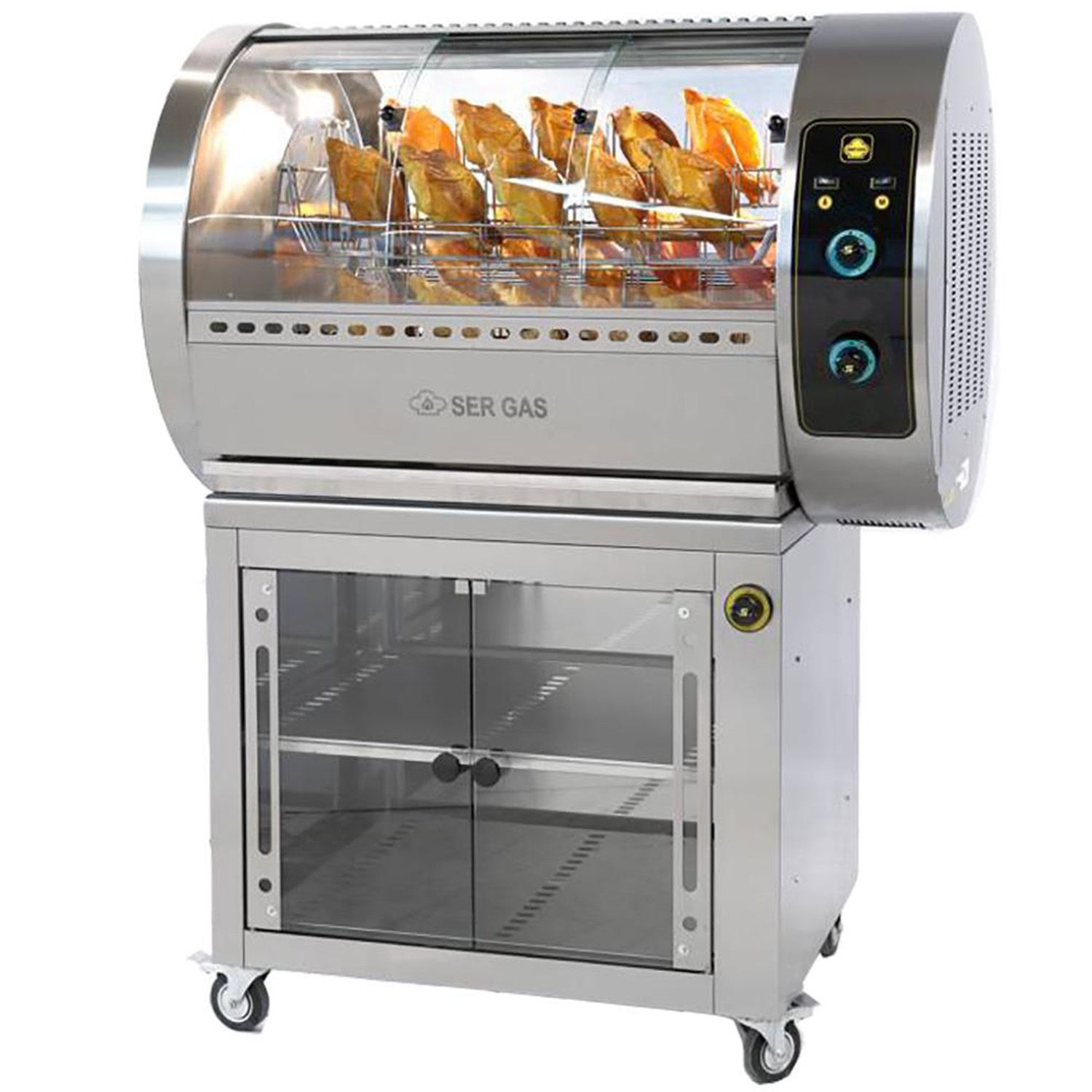 Rotisor profesional gaz cu 5 cosuri, dulap cald, 30 pui - 0