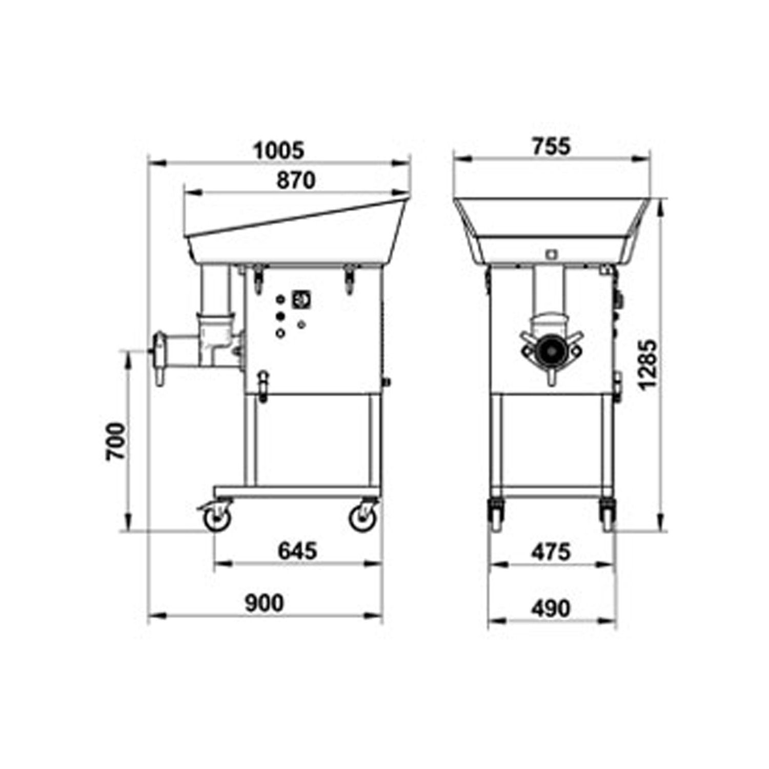 Masina pentru tocat carne, LA MINERVA, inox, 1500 kg/h, 75*100*128 cm - 2