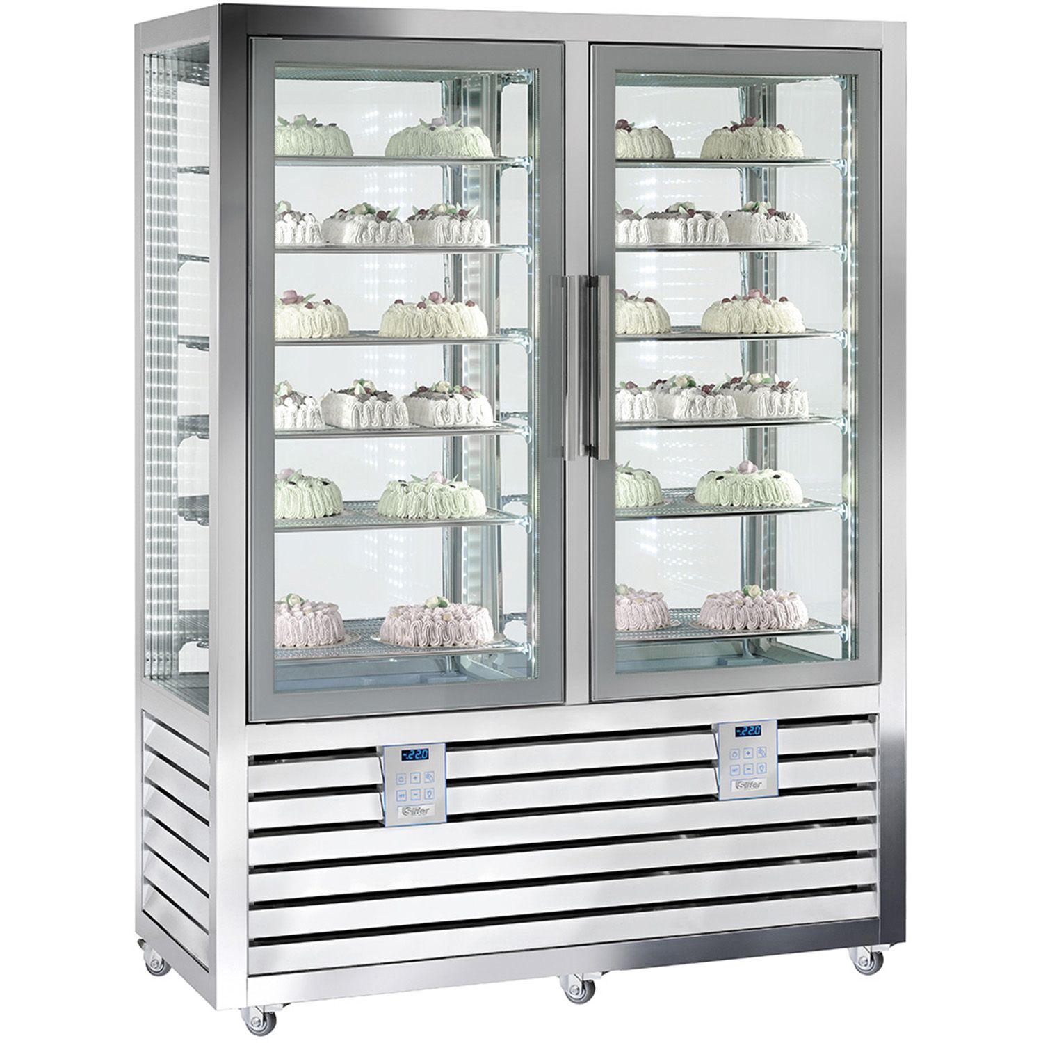 Vitrina frigorifica verticala dubla, pentru cofetarie, profesionala, 1082 lt, 175*62*186 cm - 0