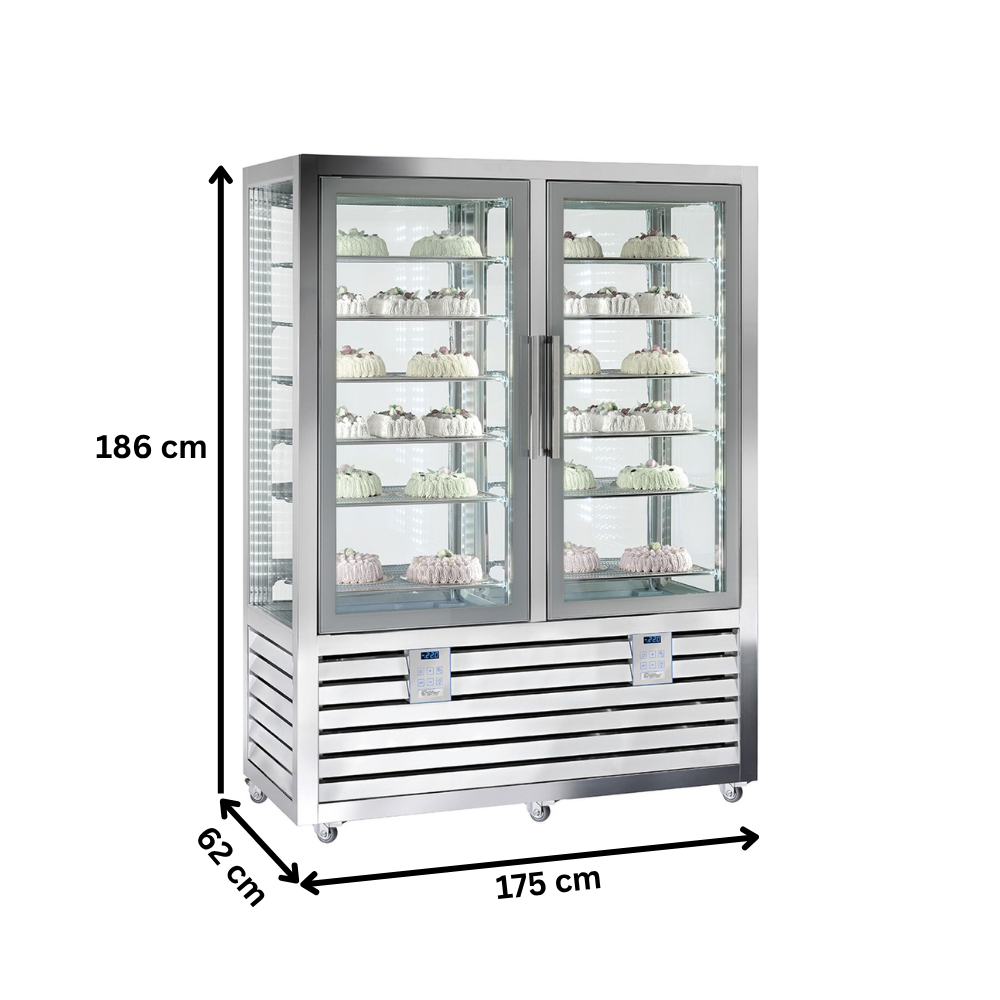 Vitrina frigorifica verticala dubla, pentru cofetarie, profesionala, 1082 lt, 175*62*186 cm - 5