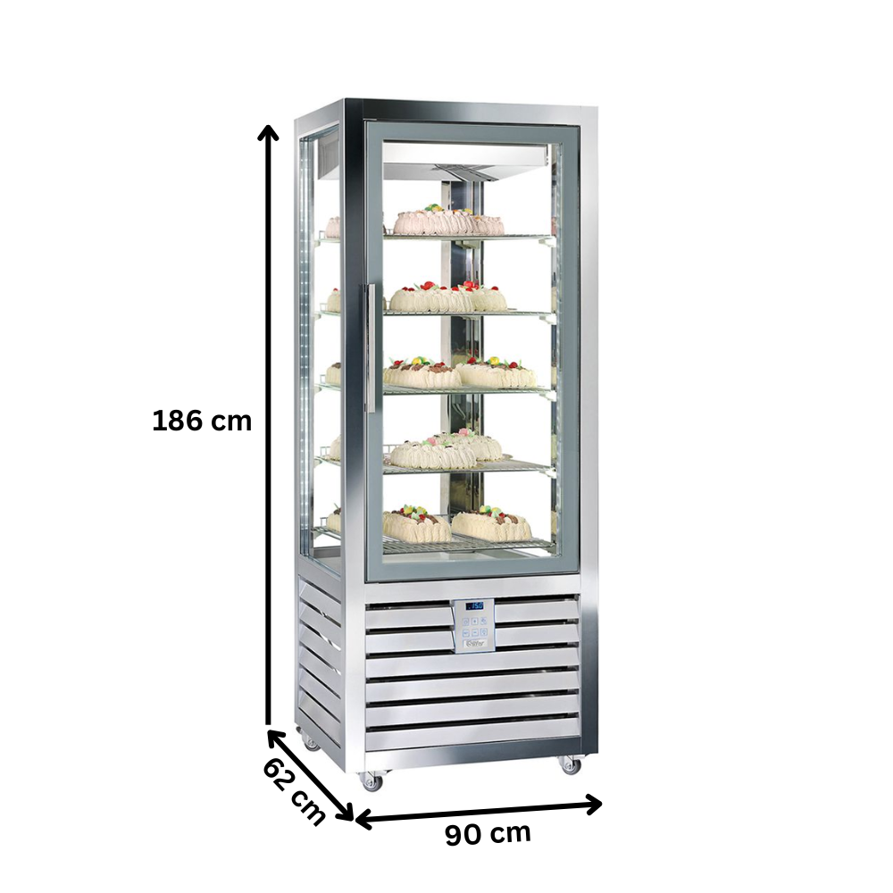 Vitrina congelare verticala, pentru cofetarie gelaterie, 541 lt, 90*62*186 cm - 4