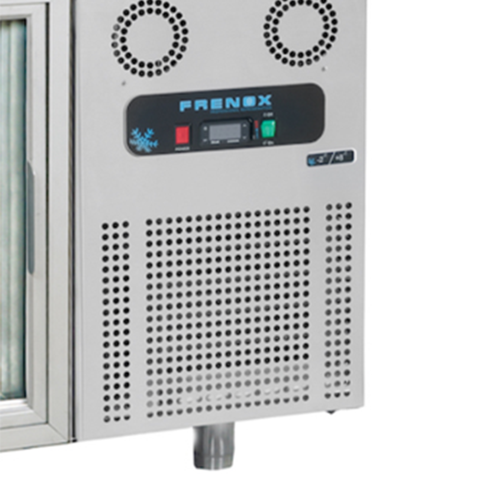 Masa rece FRENOX, profesionala, Eficienta Energetica, inox, 2 usi glisante din sticla, 250 lt, 140*60*85 cm - 1