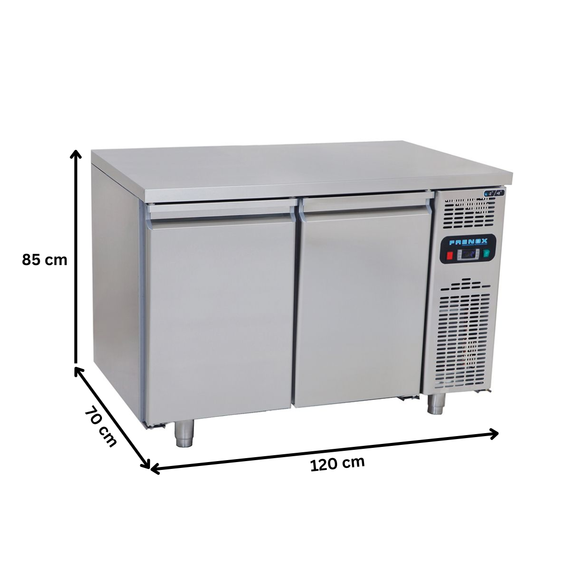 Masa rece FRENOX, profesionala, inox, 2 usi, ingusta, 281 lt, 120*70*85 cm - 3