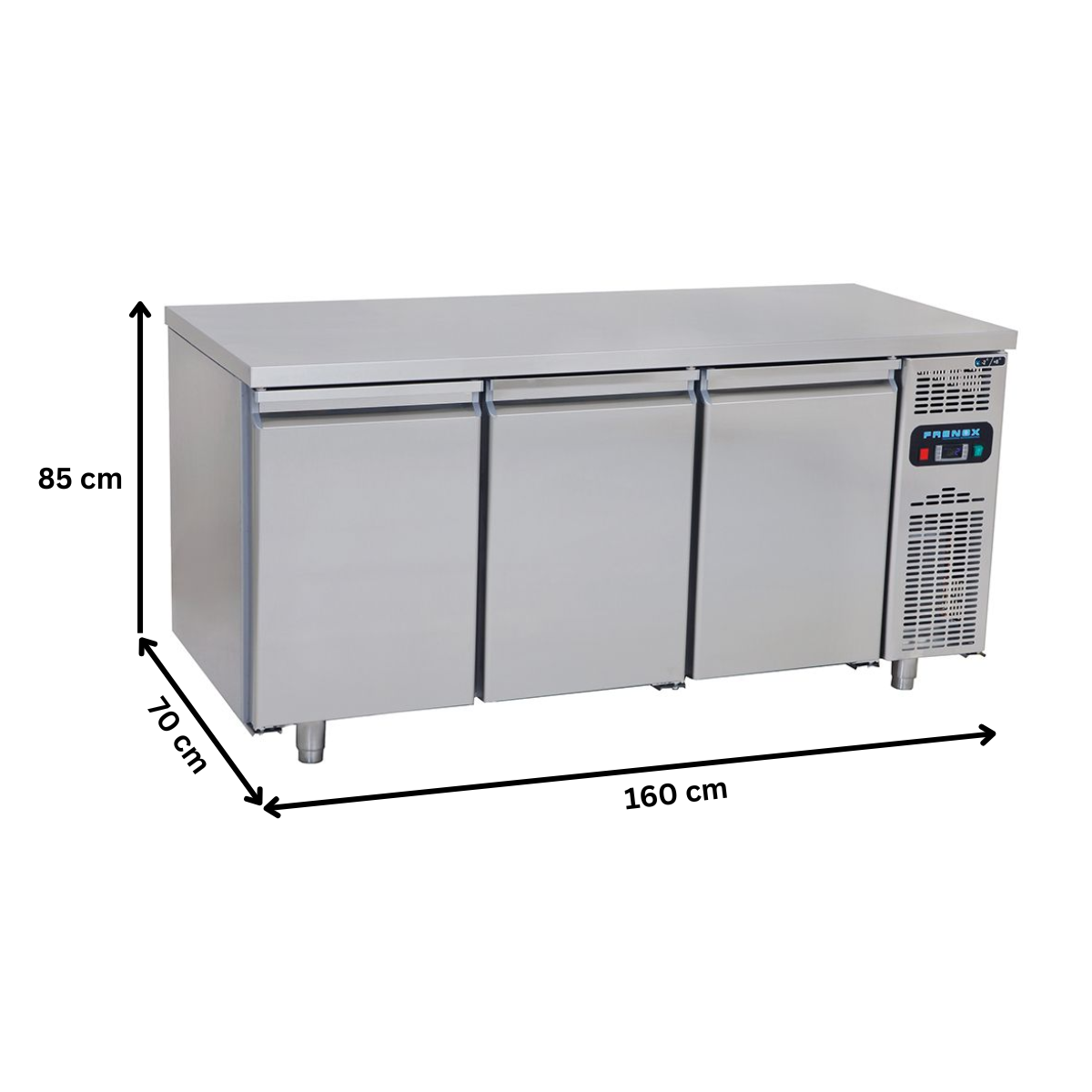 Masa rece FRENOX, profesionala, inox, 3 usi, ingusta, 475 lt, 160*70*85 cm - 4