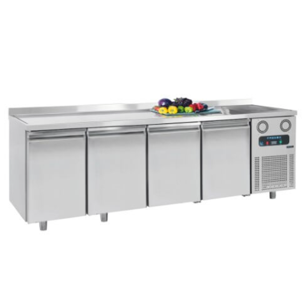 Masa rece FRENOX, profesionala, inox, 4 usi si chiuveta, 550 lt, 233*60*85 cm - 4