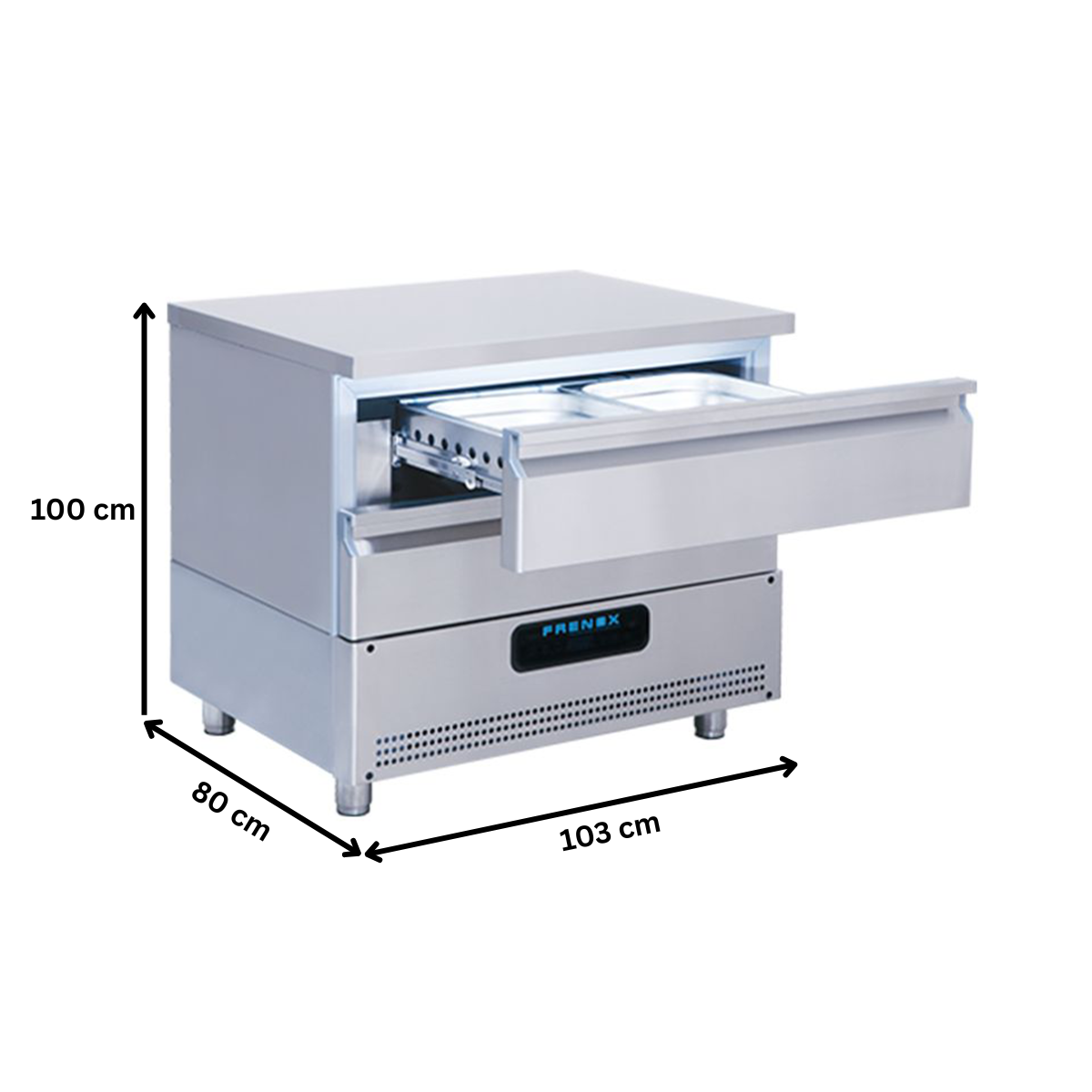 Masa congelare FRENOX, profesionala, inox, 2 sertare, 103*80*100 cm - 2