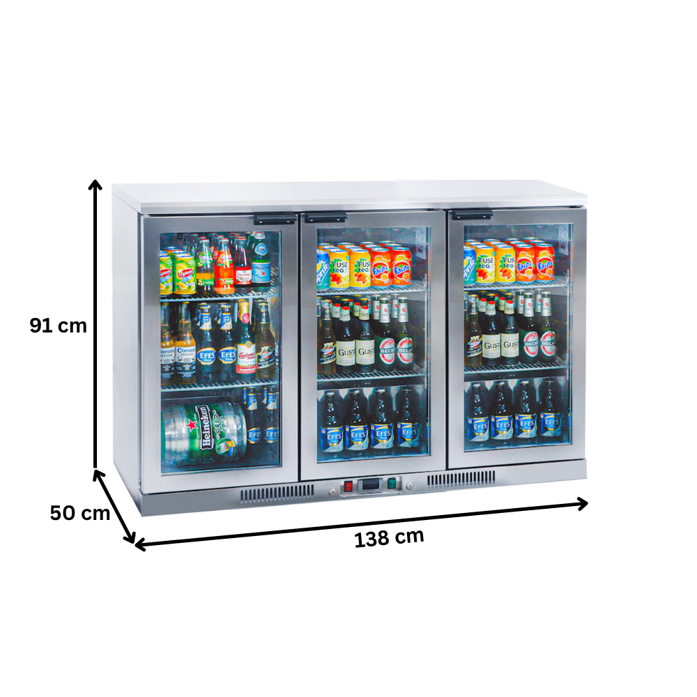 Frigider inox pentru bar FRENOX cu 3 usi batante din sticla - 3