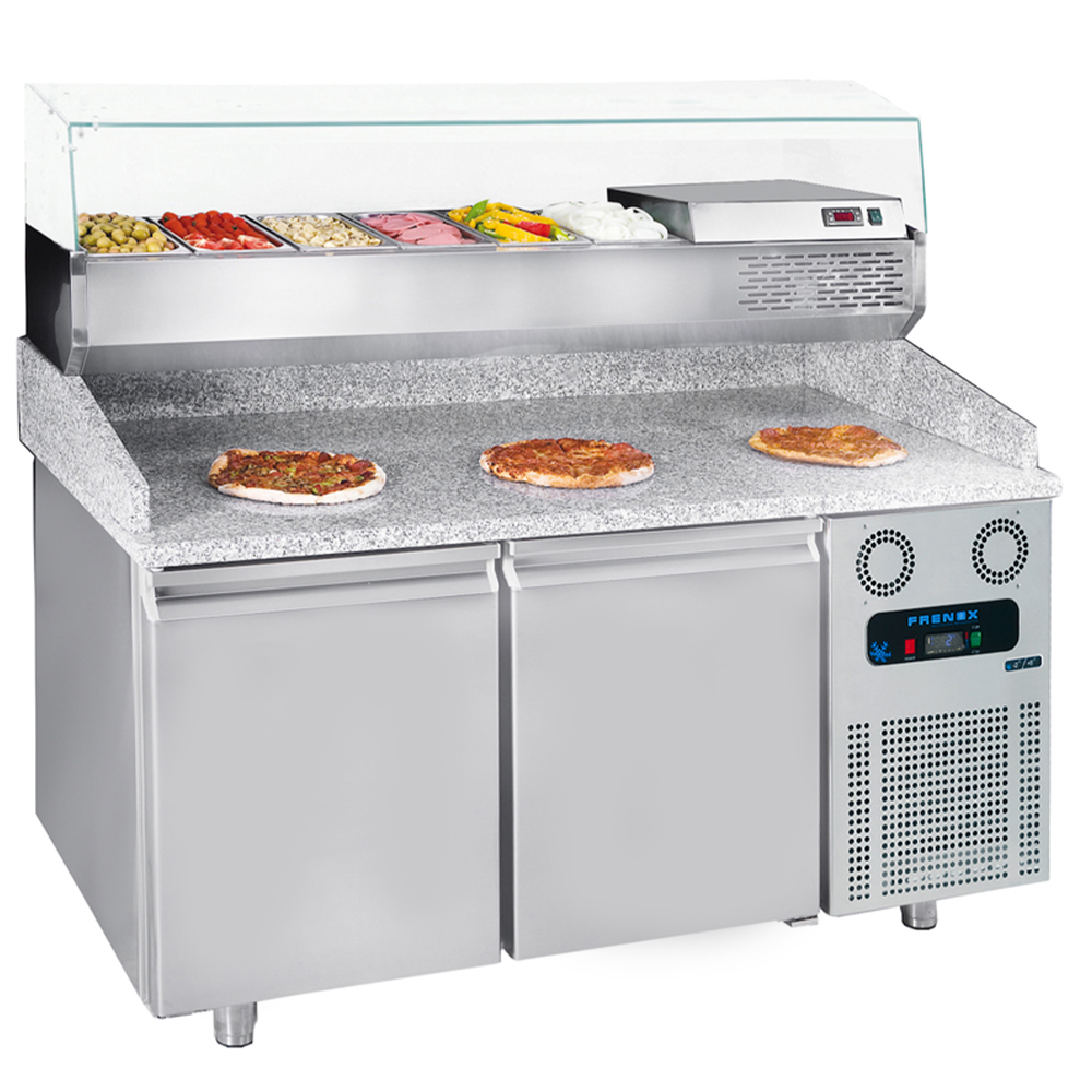 Masa rece preparare pizza FRENOX, profesionala, inox, 2 usi, 380 lt, 155*80*108 cm - 3
