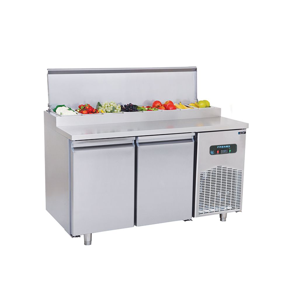 Masa rece preparare pizza FRENOX, profesionala, inox, 2 usi si 8 cuve, 140*70*97 cm - 1