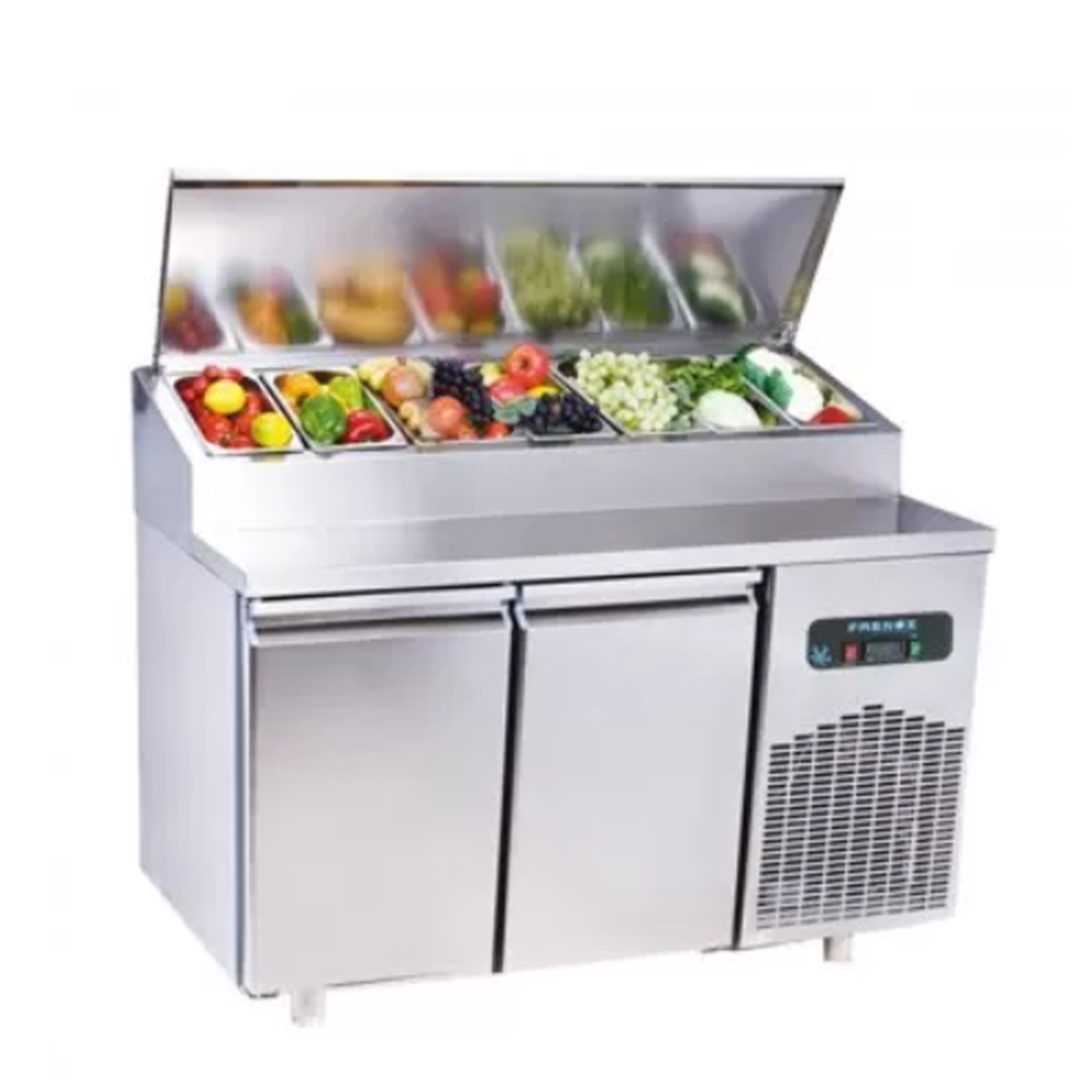 Masa rece preparare pizza FRENOX, profesionala, inox, 2 usi si 8 cuve, 140*70*97 cm - 1