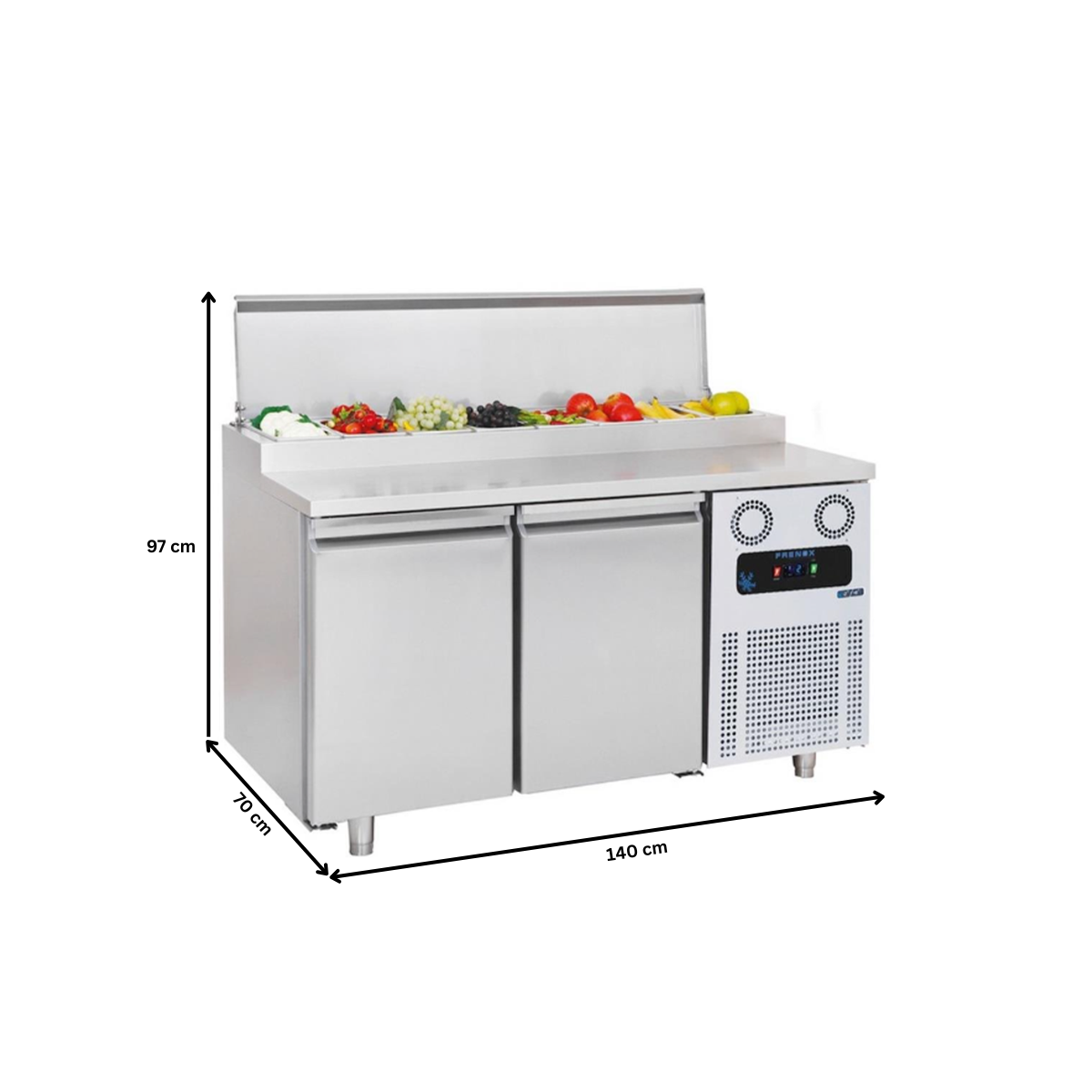 Masa rece preparare pizza FRENOX, profesionala, inox, 2 usi si 8 cuve, 140*70*97 cm - 6