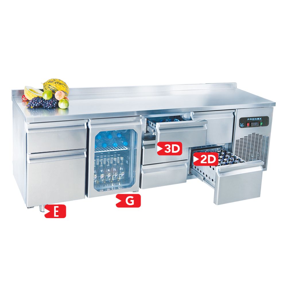 Masa rece preparare pizza FRENOX, profesionala, inox, 2 usi si 4 cuve, 140*80*109 cm - 2