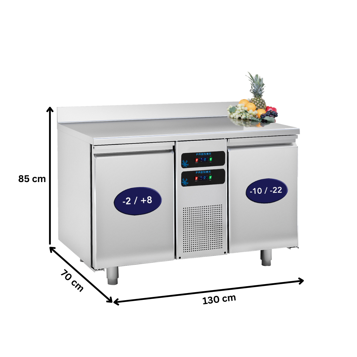 Masa rece/congelare FRENOX cu 2 usi, profesionala, inox, 281 lt, 130*70*85 cm - 4