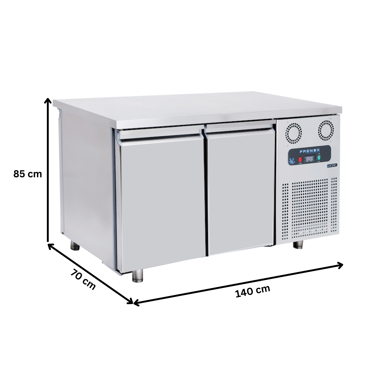 Masa rece FRENOX, de mijloc, profesionala, inox, 2 usi, 281 lt, 140*70*85 cm - 3