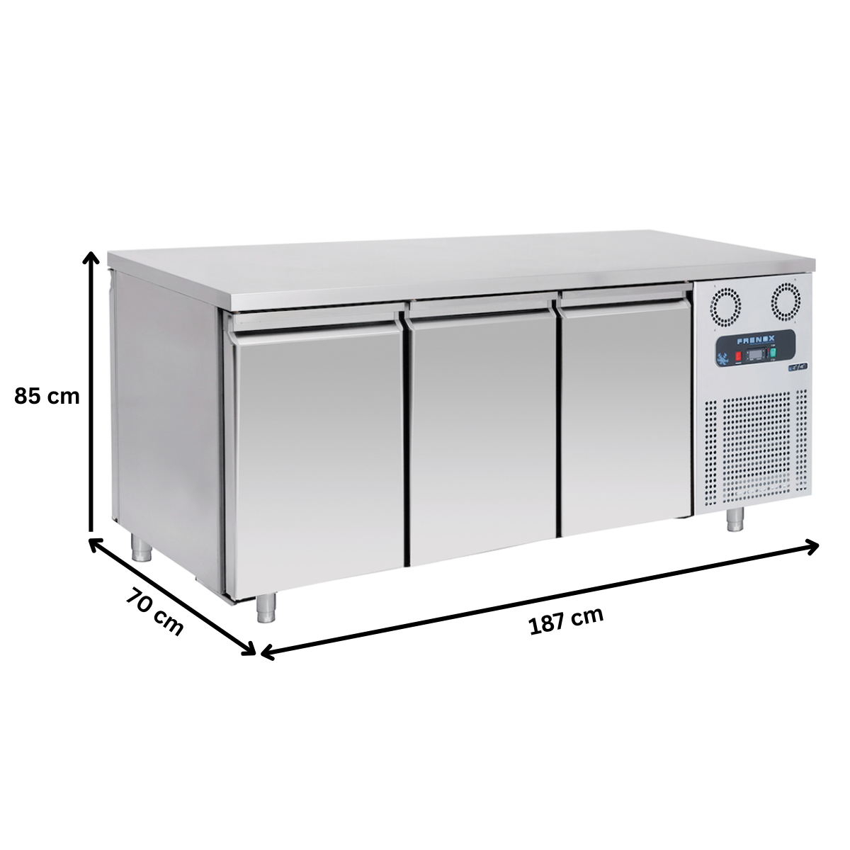 Masa rece FRENOX, de mijloc, profesionala, inox, 3 usi, 474 lt, 187*70*85 cm - 4