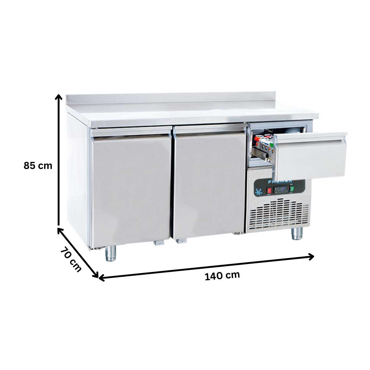 Masa rece FRENOX, profesionala, inox, 2 usi, 1 sertar, 281 lt, 140*70*85 cm - 3