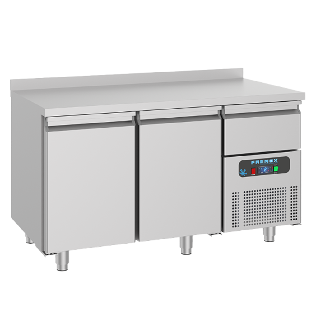 Masa rece FRENOX, profesionala, inox, 2 usi, 1 sertar, 250 lt, 140*60*85 cm - 1