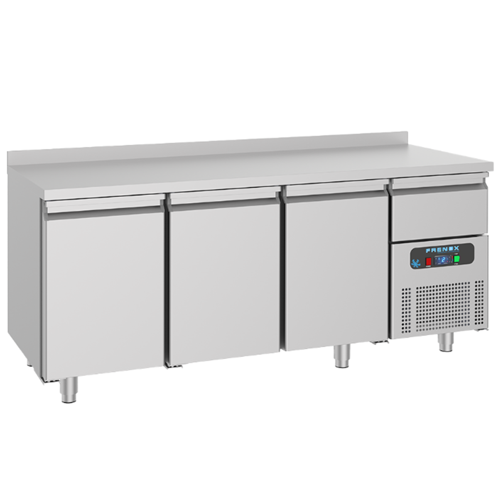 Masa rece FRENOX, profesionala, inox, 3 usi, 1 sertar, 400 lt, 187*60*85 cm - 0