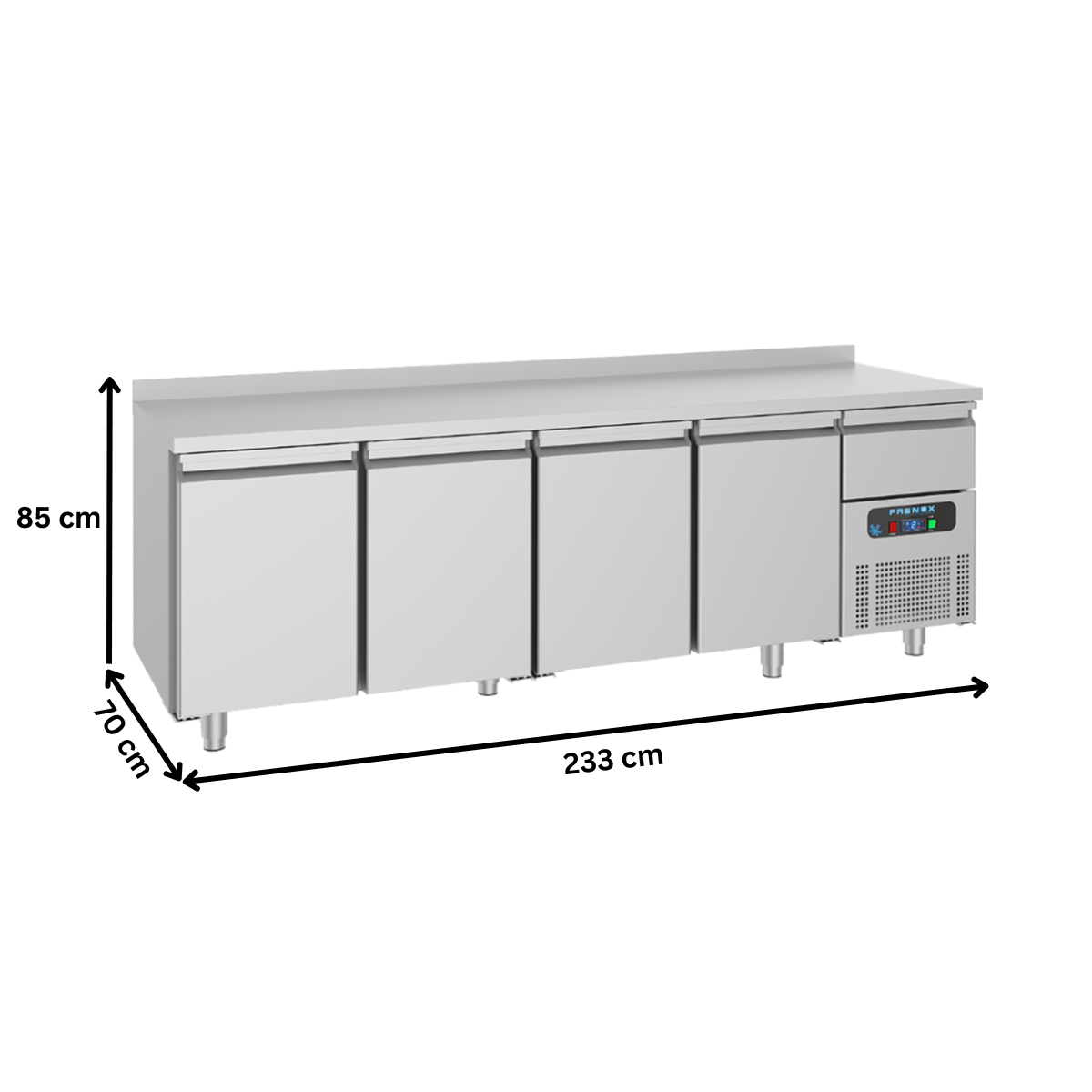 Masa rece FRENOX, profesionala, inox, 4 usi, 1 sertar, 632 lt, 233*70*85 cm - 5