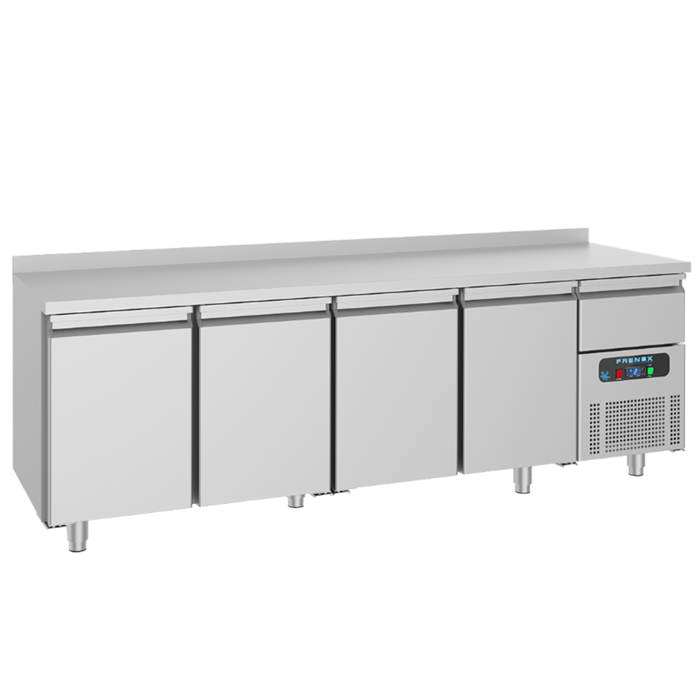 Masa rece FRENOX, profesionala, inox, 4 usi, 1 sertar, 550 lt, 233*60*85 cm - 0