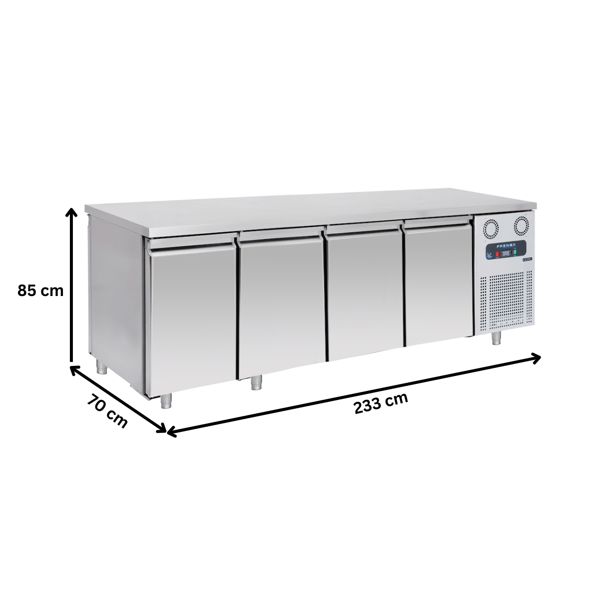 Masa rece FRENOX, tip vitrina, profesionala, inox, 281 lt, 140*70*85 cm - 3