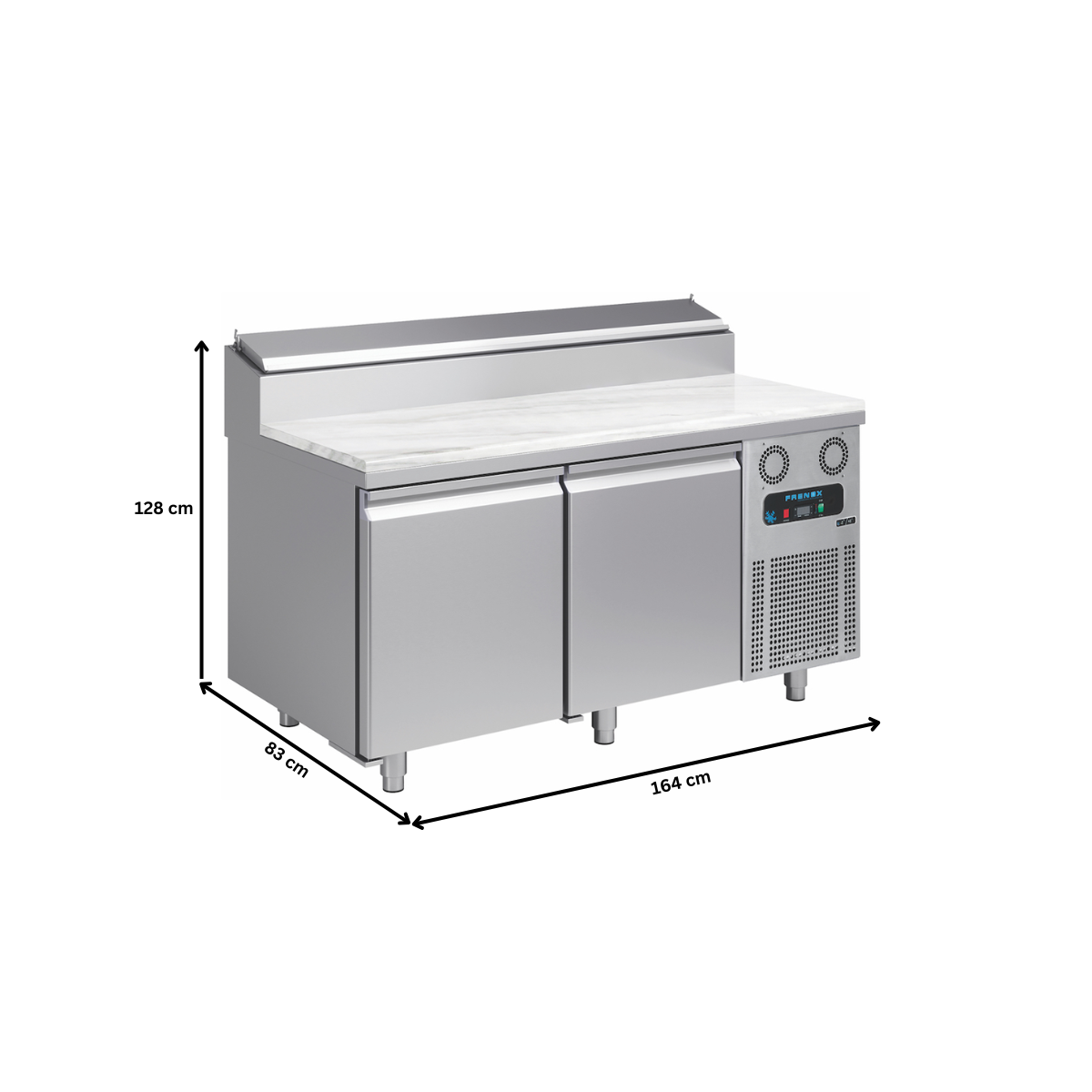 Masa rece preparare pizza FRENOX, profesionala, inox, 2 usi si 8 cuve, 460 lt, 164*83*128 cm - 2