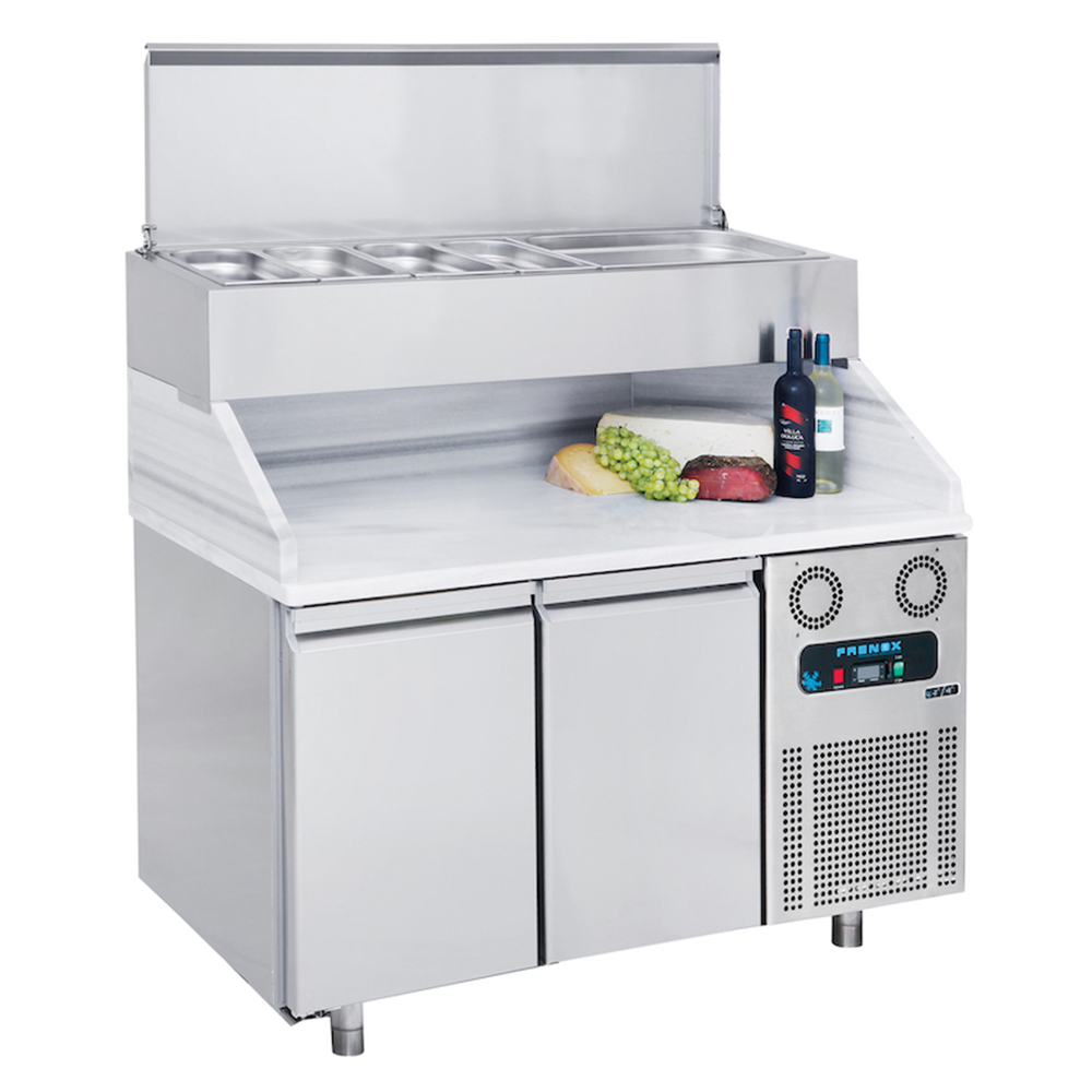Masa rece preparare pizza FRENOX, profesionala, inox, 2 usi si 9 cuve, 164*83*137 cm - 0