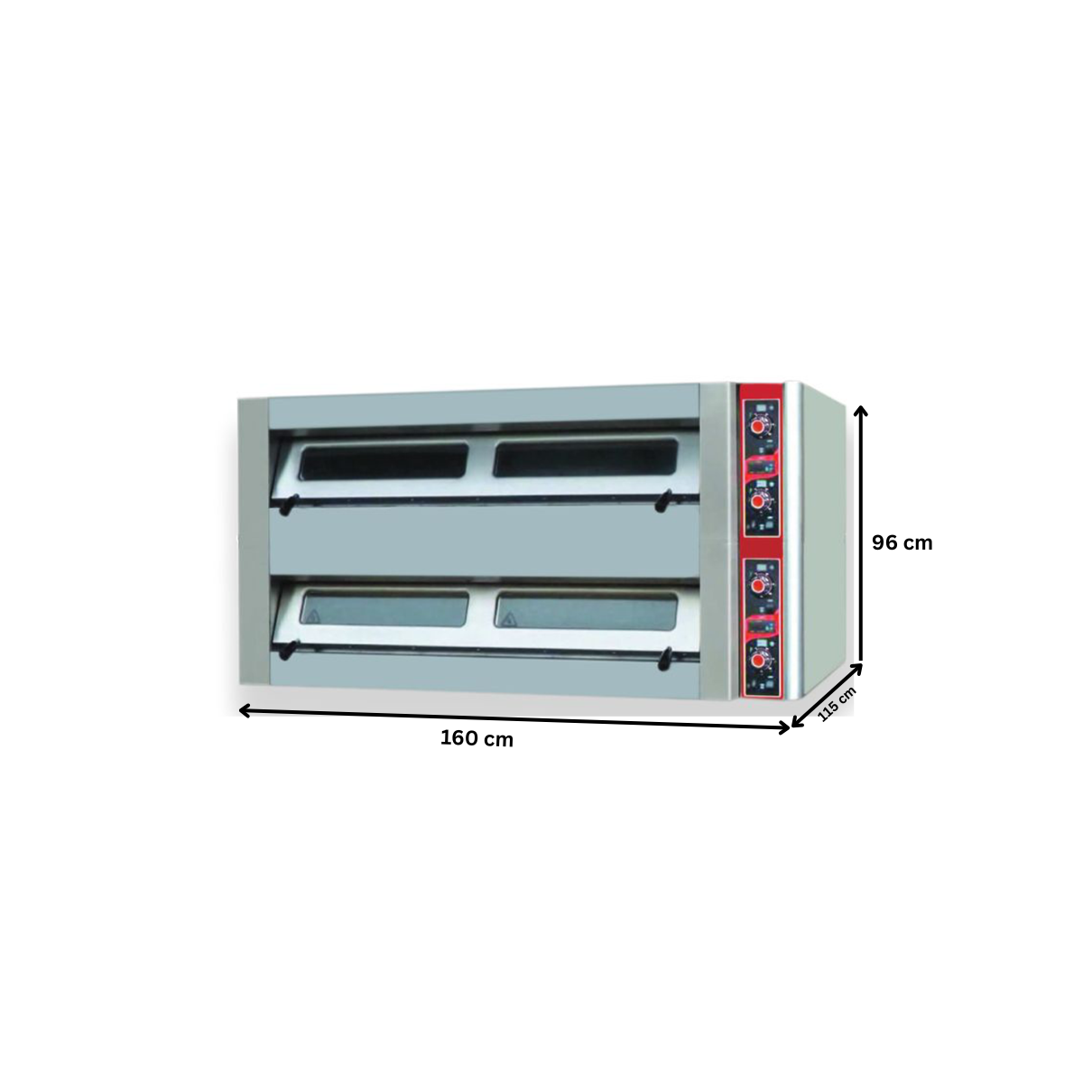 Cuptor profesional pentru pizza si patiserie, electric, inox, cu samota, 2 vetre x 4 tavi 40*60 cm, 160*115*96 cm - 3