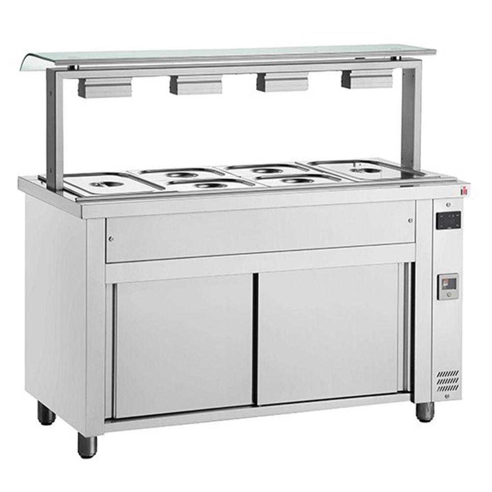 Bain-marie 3 GN 1/1 cu dulap neutru si geam simplu, 110 cm - 0